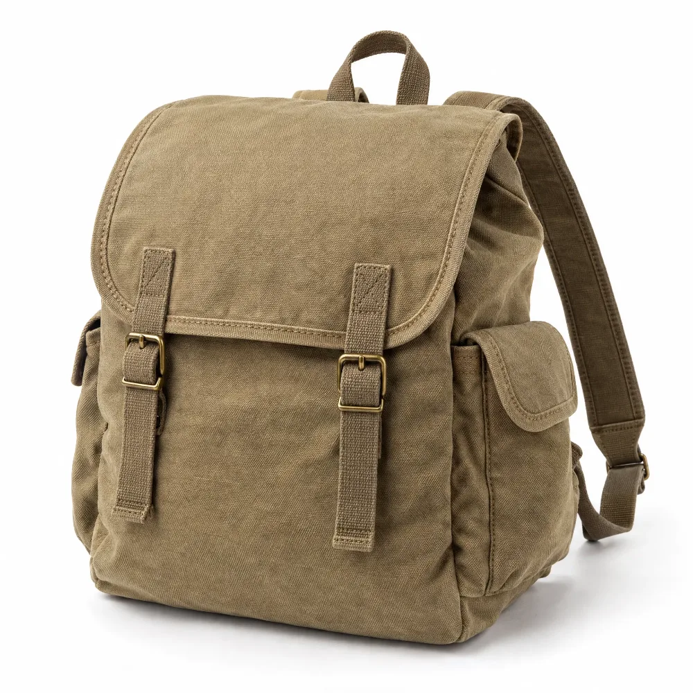 Khaki Canvas Haversack with Buckle Flap for custom branding in Dubai