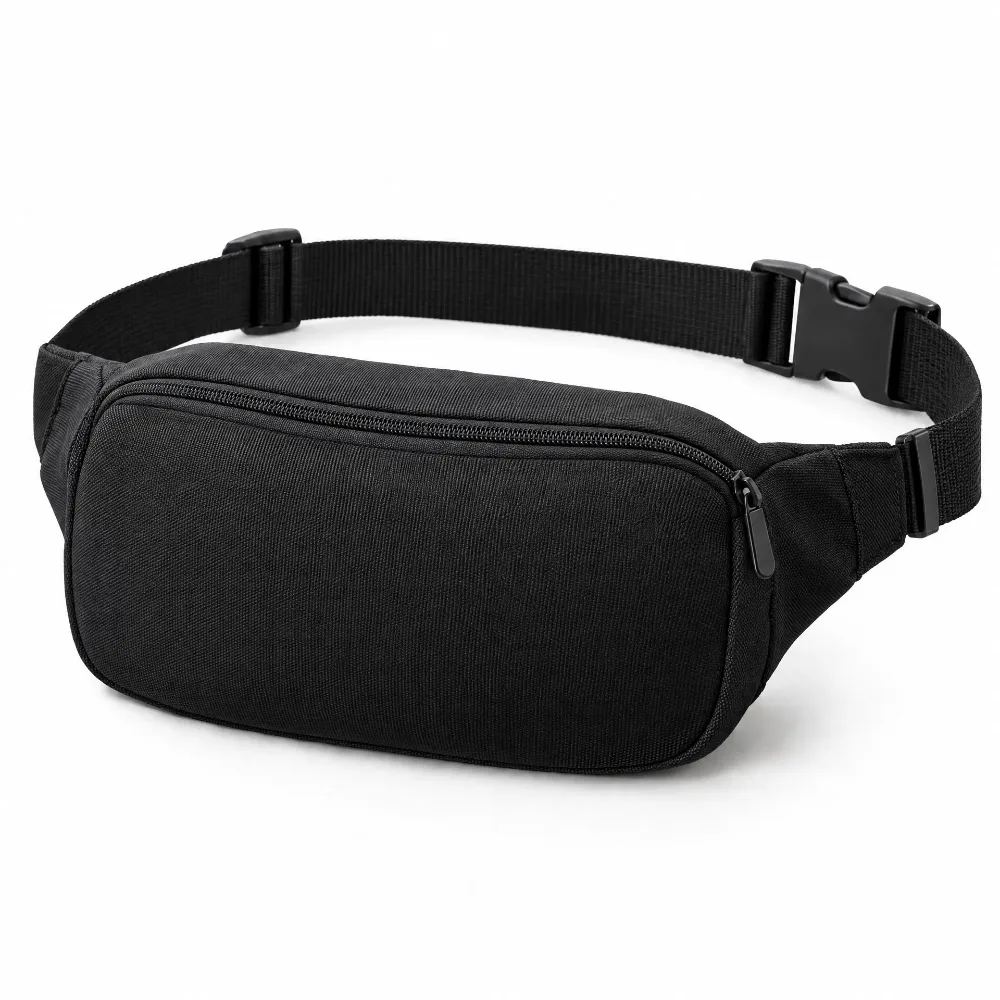Custom Black Waist Bag with Logo Panel for custom branding in Dubai