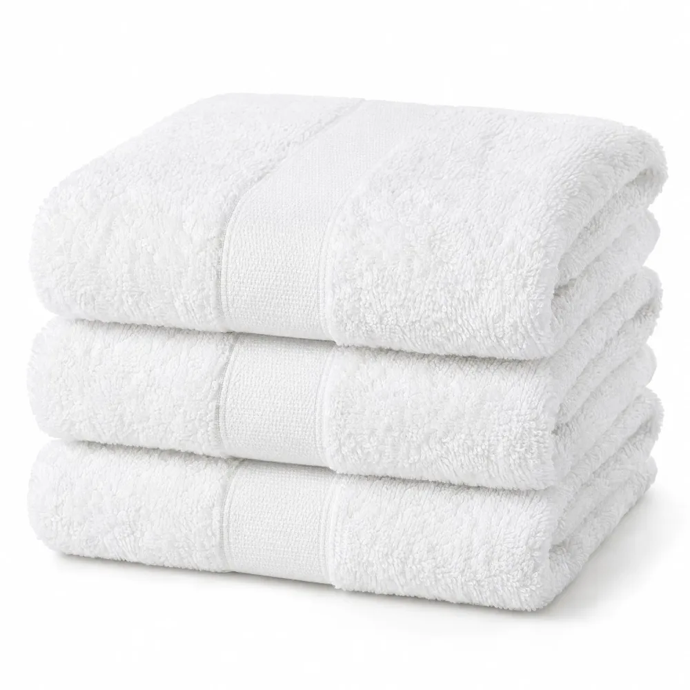 White Cotton Hotel Towels with Logo Option for custom branding in Dubai