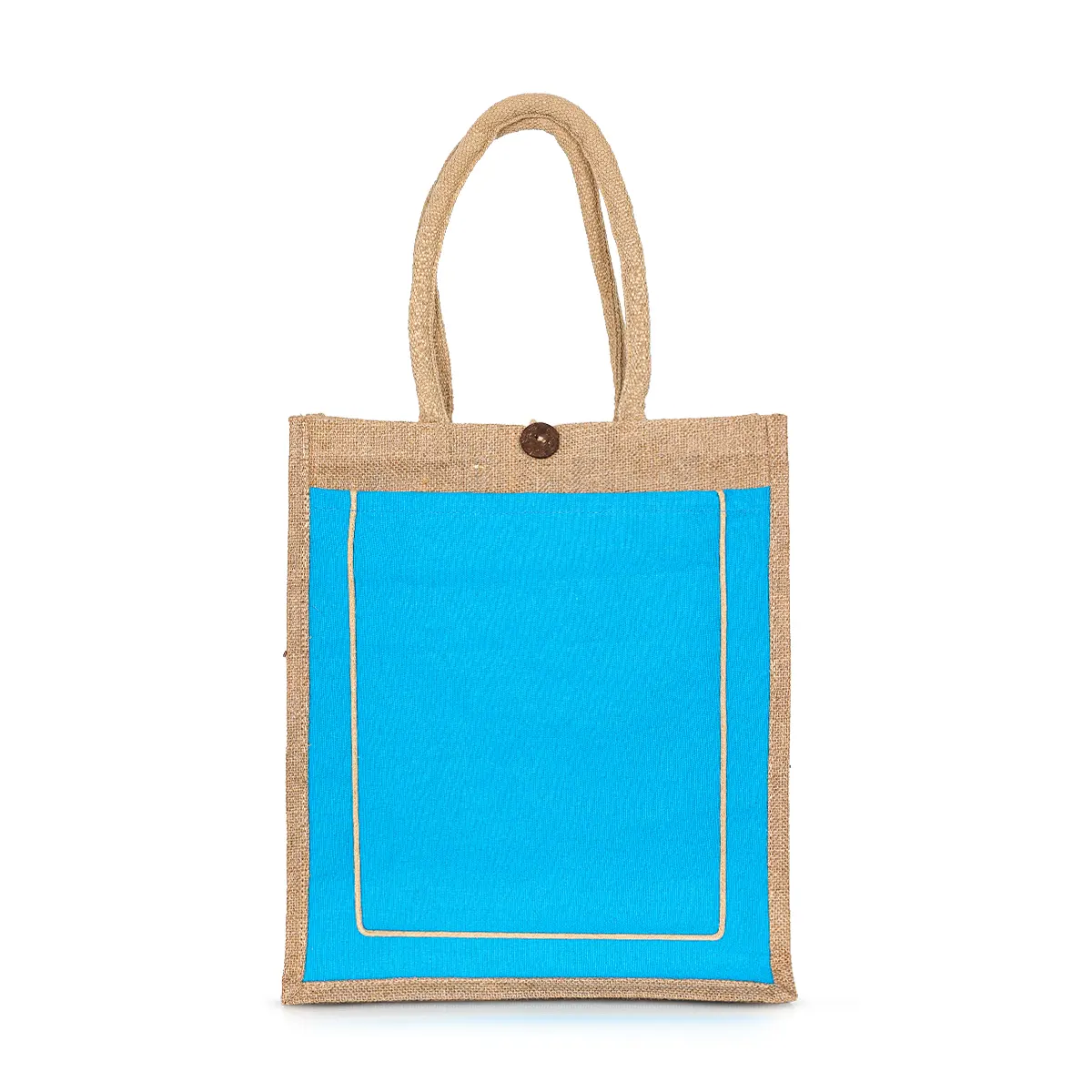 Jute Canvas Bags Rope Line Blue 32 W x 38 cm H x 15 cm G cm