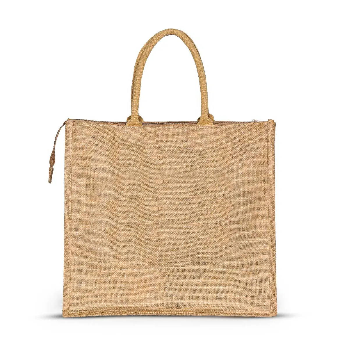 Jute Bag with Zipper and Transparent Pocket