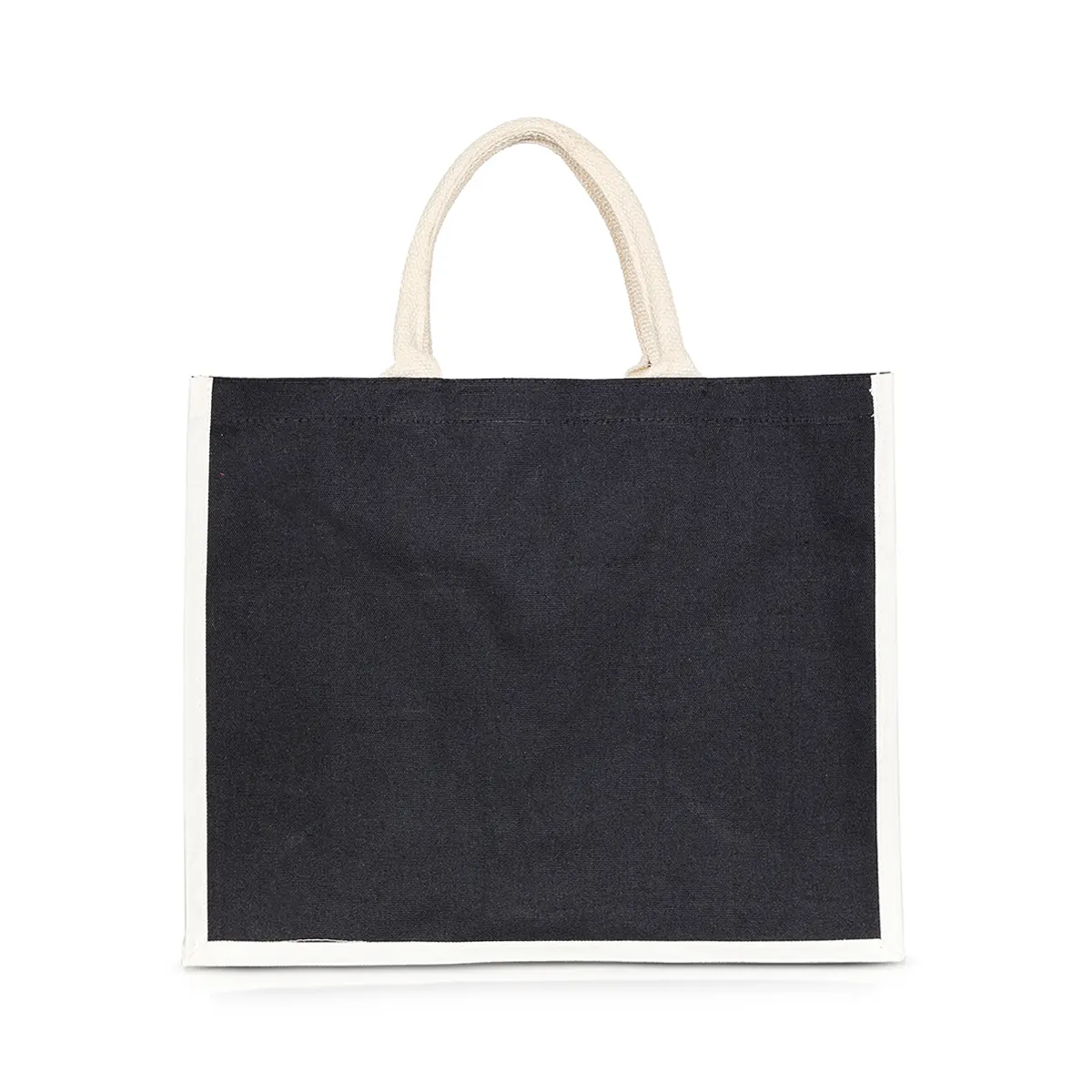 Jute Canvas Bags Black White 41 W x 33 H x 15 G cm