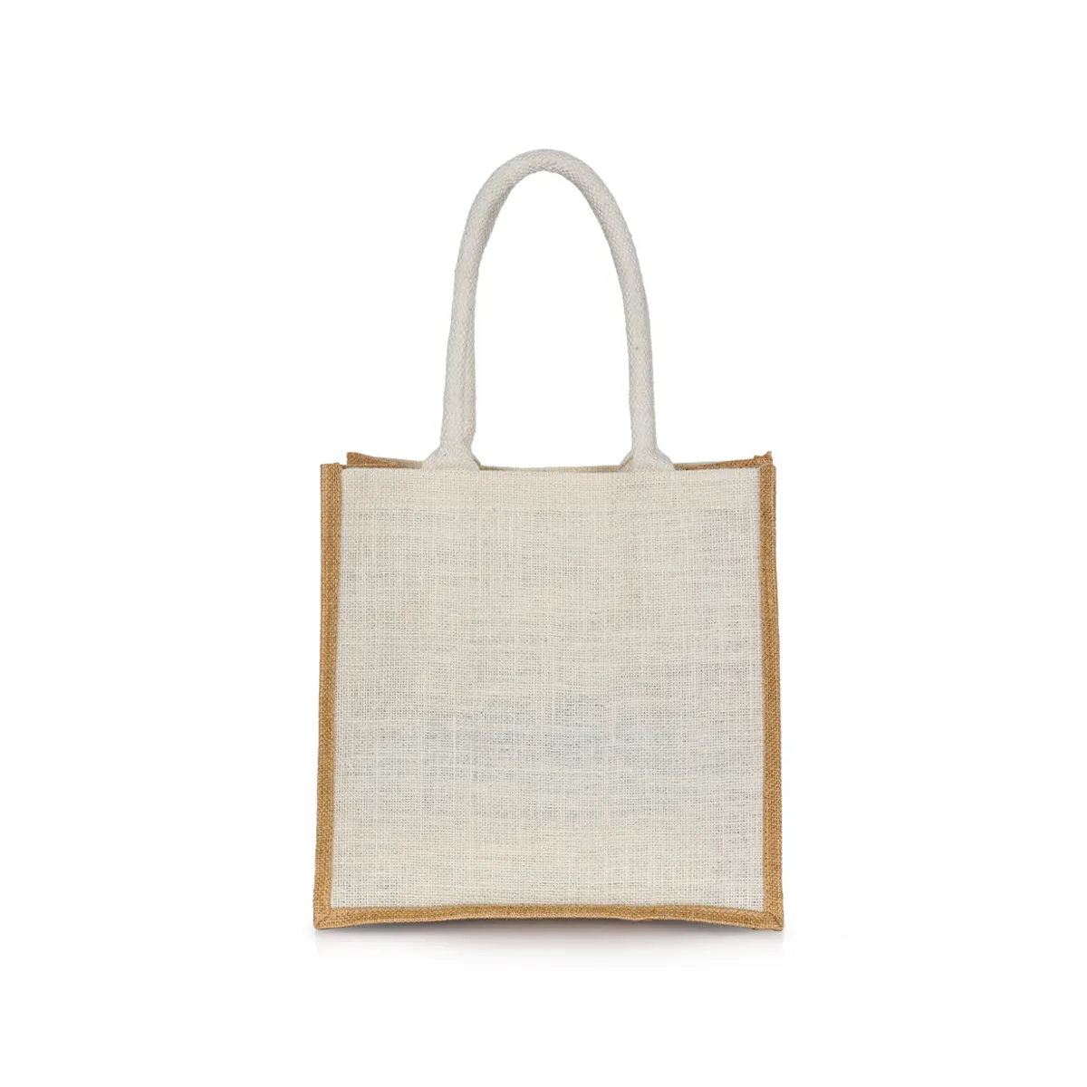 Jute Bags Small White with Natural 30 cm H x 30 cm W x 15 cm G
