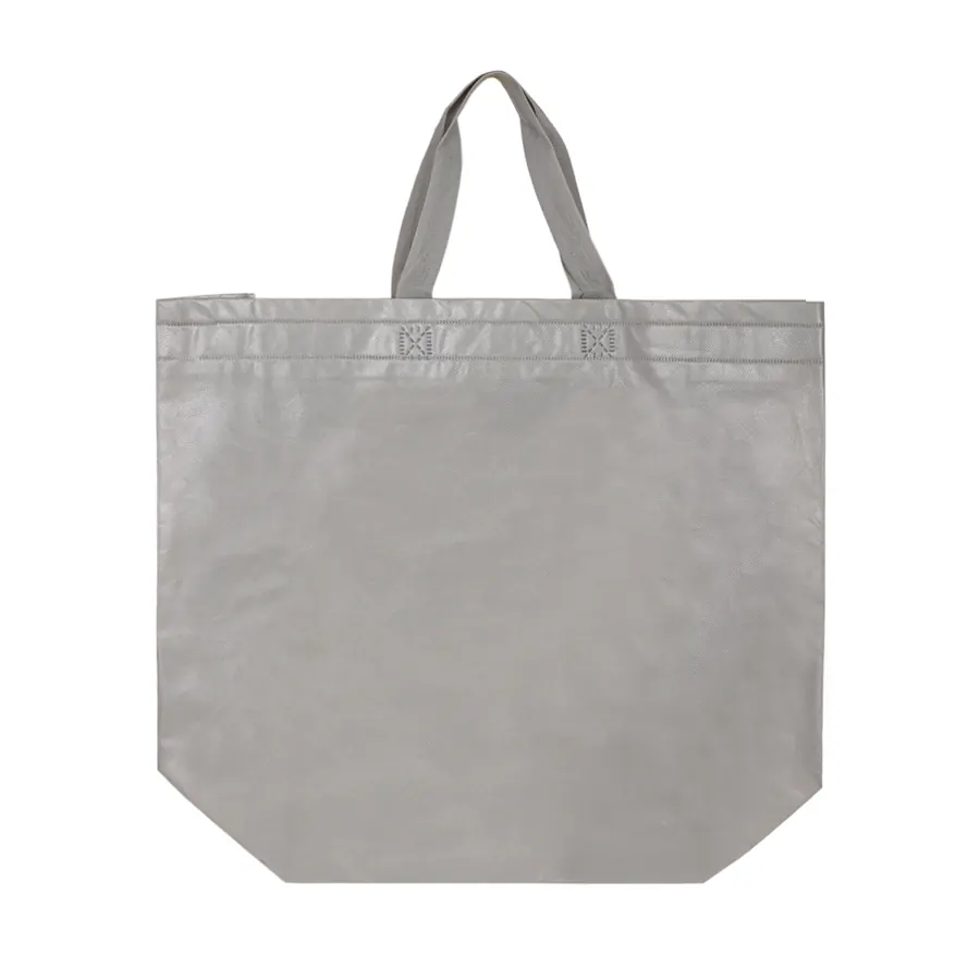 Grey laminated non-woven bag 41 x 38 x 15 cm